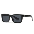 Modern black rectangle sunglasses featuring three gold star rivets on the temples - Black Frame Leopard Temple Grey Lens