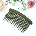 Matte dark green 15-tooth hair comb clip for women in a minimalist resin material - Round 15 Teeth / Army Green