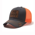 Cappellino trucker traspirante arancione e grigio con patch in pelle e rete - Grigio Scuro+Arancione