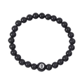 Fashionable black obsidian-style beaded bracelet with white lucky number 8 bead detail - 8MM Lucky Billiards Black 8