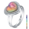 Adjustable vintage silver ring with heart-shaped color changing gemstone and color chart - 1039 Heart Gemstone