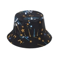 Fashionable black bucket hat with vibrant colorful star and abstract eye print patterns - Style W - Abstract Starry Eyes
