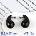 Polished black teardrop earrings in a chubby minimalist design measuring 31x17mm - Polished Smooth Style / Black