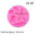 Pink silicone ocean theme mold with starfish and shells shapes for fondant and chocolate - Style 4 Starfish Conch / Pink