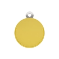 Yellow leather portable makeup mirror with silver metal ring and litchi texture - Elegant Yellow