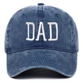 Berretto da baseball vintage in denim blu lavato con ricamo DAD bianco sul davanti - Regolabile / Blu navy