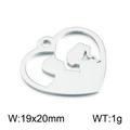 Silver stainless steel heart pendant with couple hugging cutout design for DIY jewelry - Steel Style 5 (KLJ2356-Z)