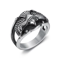 Vintage stainless steel eagle ring with detailed wings and feathers for men - US 7 / Steel Color (Polished)