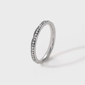 Minimalist 2mm silver titanium steel eternity ring with small sparkling cubic zirconia diamonds - US 5 / Steel (1 Row)