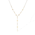 Polished 18K gold-plated stainless steel Y-necklace with elegant butterfly and geometric charms - Gold Butterfly Long Bar Style - 24774