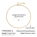 Golden stainless steel twist rope chain necklace with 43cm length and 0.2cm width - 2mm Thin Gold Style (YYN023021-2) / Width 0.2cm-Length 43+5cm