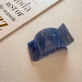 Pinza para el pelo grande y elegante con textura de mármol azul en acrílico de calidad - Azul Mar Profundo