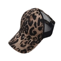 Dettaglio del cappello trucker leopardato con rete traspirante e visiera curva - Regolabile / Leopardo Nero