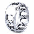 Anello da uomo in acciaio inossidabile argento con design a catena e finitura spazzolata - US 14 / Color Acciaio