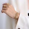 Elegante bracciale a spiga di grano dorato con catena regolabile e anelli da donna - Bracciale Spiga di Grano / Oro