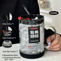 1000ml high borosilicate glass water bottle with dual drinking lid and straw - 1000ml / No Troubles Strawberry Theme Glass Straw Coaster Set
