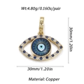 Detailed view of evil eye pendant with blue zircon stones and size specifications - YSN034-05 (Blue Heart Zirconia Gold Eye)
