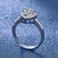 Silver-colored heart shape moissanite engagement ring with micro-paved zircon details - Heart-shaped Ring 1 Carat Ljz-65 / Adjustable Open