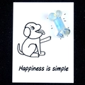 Blue and white gradient dog bone natural crystal stone on creative illustrated gift card - Opal (Synthetic)