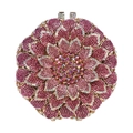 Luxury pink sunflower shaped evening clutch bag with sparkling colorful crystals - Purple Red Multi