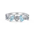 S925 sterling silver ring featuring pear and marquise cut white and light blue zircons - Silver Blue Zirconia (DY120902)