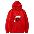 Roter Weihnachts-Hoodie mit festlichem HO HO HO-Druck und Weihnachtsmann-Motiv - Rot