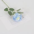 Artificial blue and white velvet rose flower on a card for home and wedding decor - Silk Ice Blue