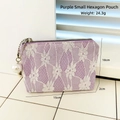 Purple lace coin purse with pearl pendant and white floral pattern 15x10x2cm - Light Purple