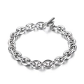 Poliertes Gliederkettenarmband aus silbernem Edelstahl mit OT-Knebelverschluss - 8mm Rundkante Stil (KB152060-Z) / Silber