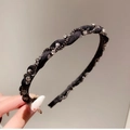 French vintage black twisted fabric headband with sparkling crystal rhinestones for women - Style 64-Black Twisted Rhinestone