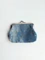 Porte-monnaie rétro en denim avec motif d'étoiles dorées et fermoir métallique argenté - Aqua