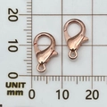 Set of two 12mm rose gold lobster clasps for jewelry making displayed on a scale mat - 14mm / Rose Gold