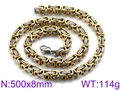 500mm two-tone Byzantine chain necklace in gold and silver stainless steel - 18cm / 8mm Two-Tone Gold