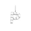 Silver letter P pendant charm with white pearls inlay for DIY jewelry design - Letter P / Steel