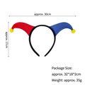 Plush red and blue clown jester headband with pom-poms for Halloween party costumes - Red and Blue Color Block Style