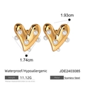 Goldene Herzohrringe mit weißen Perlen aus Edelstahl inklusive Größenangaben und Maßen - Goldene Herz Perlenohrringe