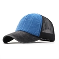 Blue washed denim baseball cap with black breathable mesh and curved brim - Adjustable / Lake Blue
