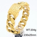 25mm gold men's Cuban chain bracelet with stone texture finish and fold-over clasp - Golden Kb187844-kjx