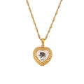 Collier cœur plaqué or 18 carats avec pendentif fleur de naissance de juillet et chaîne torsadée - Or-Juillet