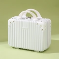 White 14-inch mini hardshell suitcase and makeup case with vertical textured stripes - 14" / White