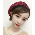 Chic burgundy sequin beret for women shown on model for a trendy autumn winter look - Red