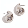 Pendientes de gota en acero inoxidable plateado pulido con diseño hueco minimalista - Talla única / Pendientes de Botón Huecos en 3D en Forma de Pera / Color Acero