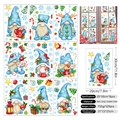 9-sheet set of 3D Christmas gnome window stickers with 129 festive double-sided decals - Blue Gnome 9-Sheet Set