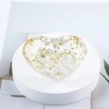 Heart-shaped resin trinket dish with white crystal stones and gold foil flakes - 10 White Turquoise + Gold Foil