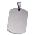 Colgante rectangular de acero de titanio cepillado con bordes redondeados y aro - Plata Cepillada