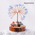 Handmade aquamarine crystal money tree with copper wire and wooden base - Aquamarine (Wooden Stump Base)