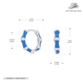 Detailed size dimensions of S925 sterling silver bamboo style blue enamel earrings - 925 Silver / Blue