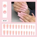 Long ballerina press-on nails with pink swirl design and sweet French style matte texture - Matte Heart (W347)
