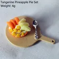 Miniature orange and pineapple pie model with wooden tray and silver spoon for dollhouse - Orange Pineapple Pie
