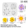 Daisy flower silicone mold for DIY resin and cake decor with various size floral shapes - 2# Gray